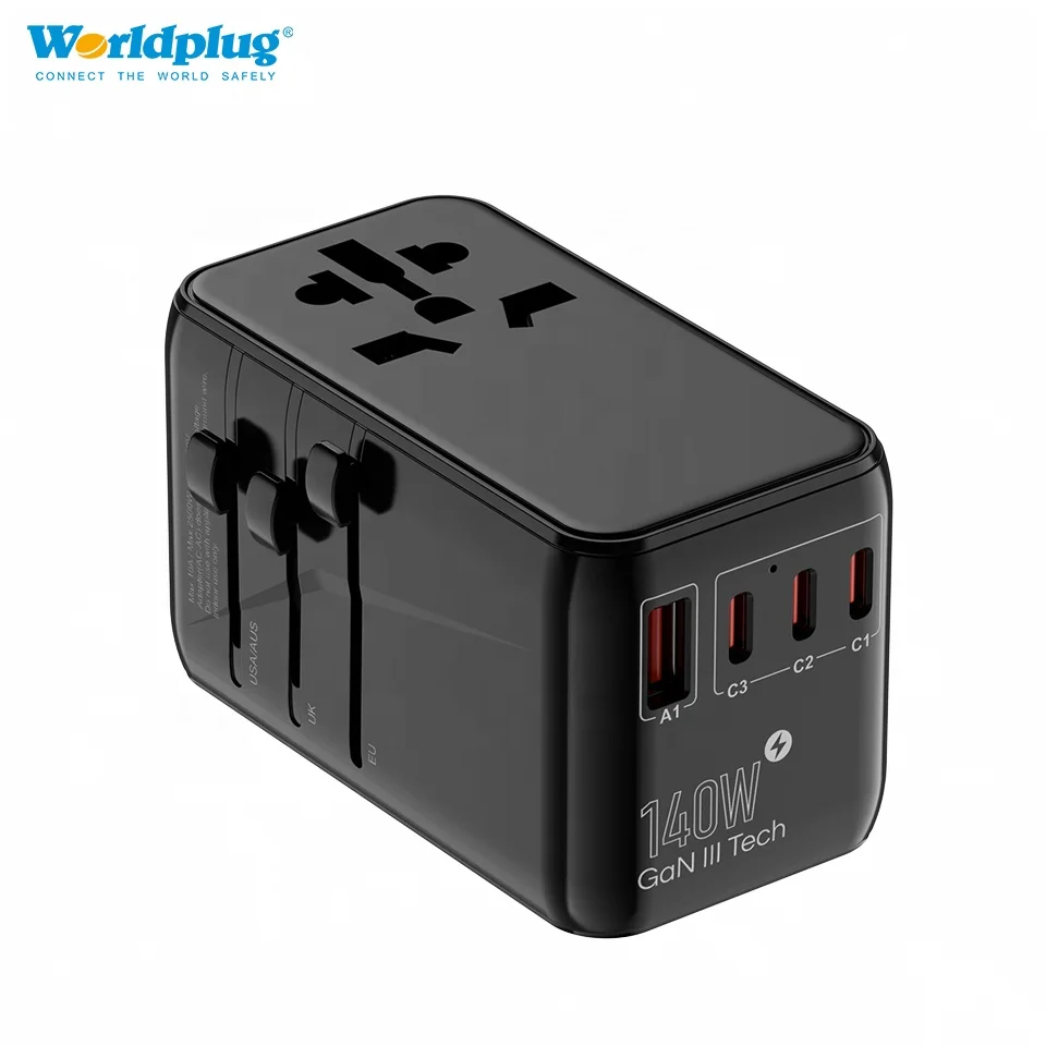 GaN 140W Universal Travel Adapter All in One Worldwide International Power Converters Wall Charger