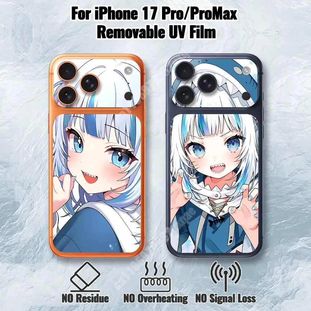Hololive Gawr Gura Removable UV Film for iPhone 17 Pro 17 ProMax Protective Sticker