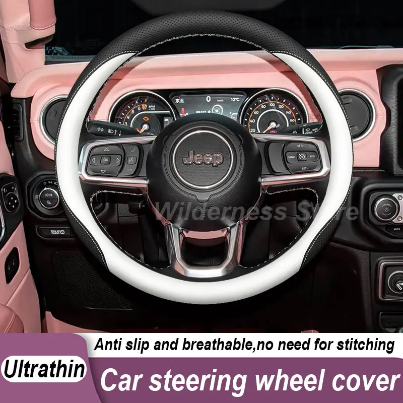 Hot Sales Leather Car Steering Wheel Cover For Jeep Gladiator JT 2020-2027 Wrangler JL JLU 2018-2025 Auto Interior Accessories