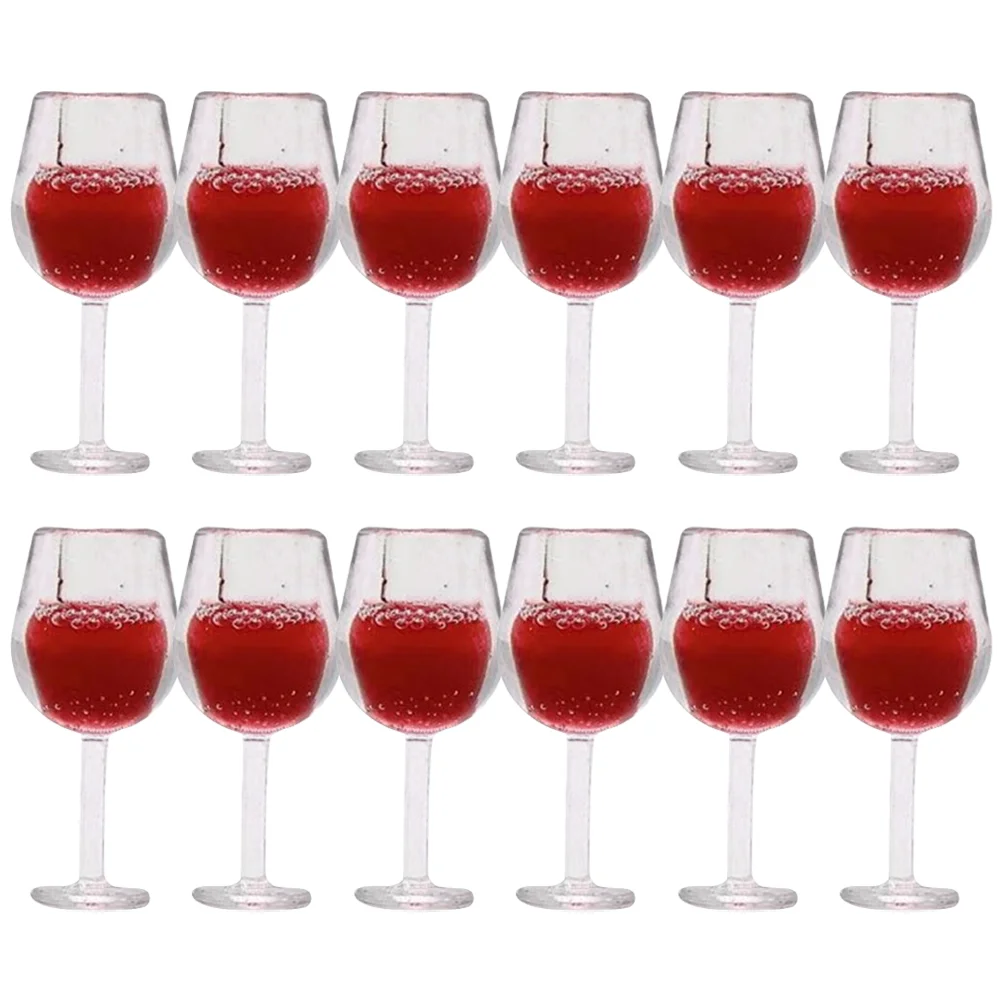 12/24pcs Dollhouse Miniature Resin Bottles Mini Red Wine Bottles Glasses Cups Model Kitchen Furniture Doll House Accessories