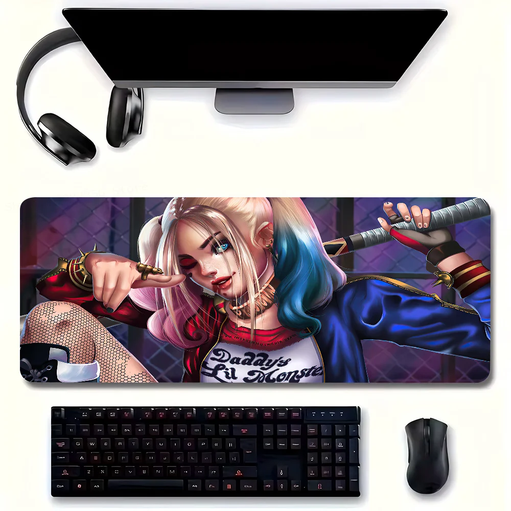 H-Harley Quinn Joker Wink Mousepad Non-slip Suitable For Office Computers Laptops E-sports Game Desk Mats XXL Keyboard