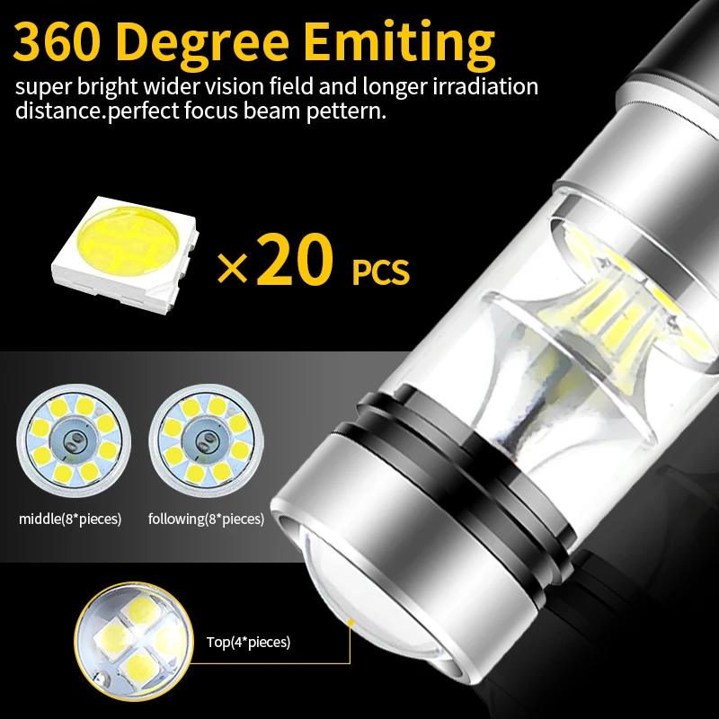 

2PCS T20 For Toyota Land Cruiser 200 J200 2007-2021 W21/5W 7443 7440 LED Light DRL W21W WY21W LED Bulbs Red Bright Brake Lamp