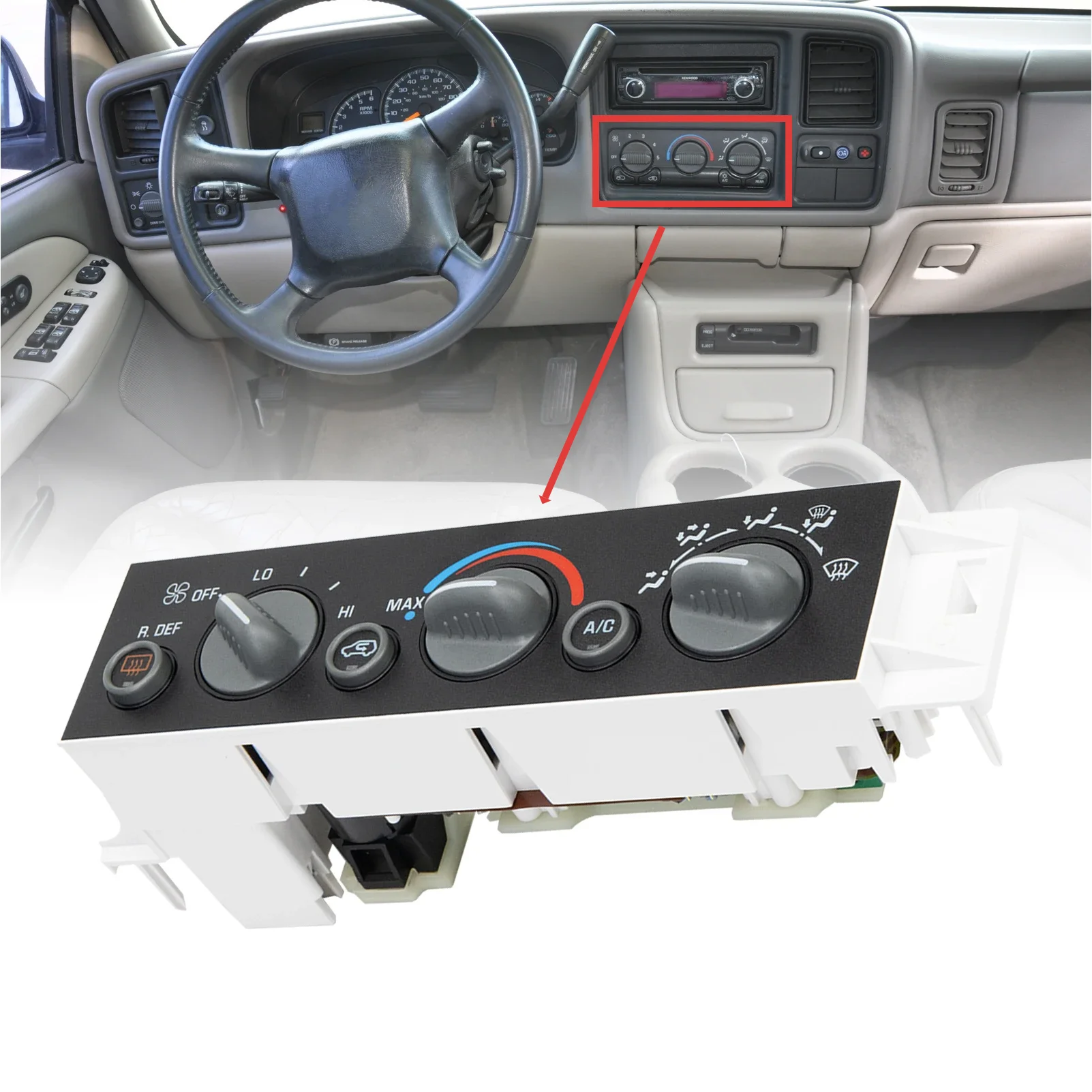 

HVAC A/C Blower Motor Control Module 599-006 with Rear Window Defogger Switch for 1996-2000 Suburban Tahoe Yukon Escalade