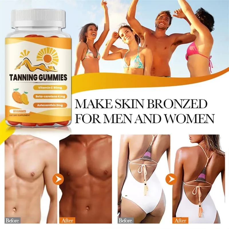 Gomitas Bronceadoras Super Tanning Bronze Mango, Gomitas Diarias con Astaxantina, Betacaroteno, Licopeno, Vitamina C, 60 Cápsulas