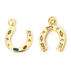 1 Piece Brass West Cowboy Charms 18K Real Gold Plated Luck Horseshoe Pendants For DIY Necklace Jewelry Making