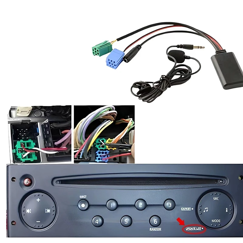 Car 5.0 Bluetooth Module Aux Adapter Cable 6 Pin 8 Pin Microphone Handsfree Calling for Renault Clio Espace Laguna Megane Scenic