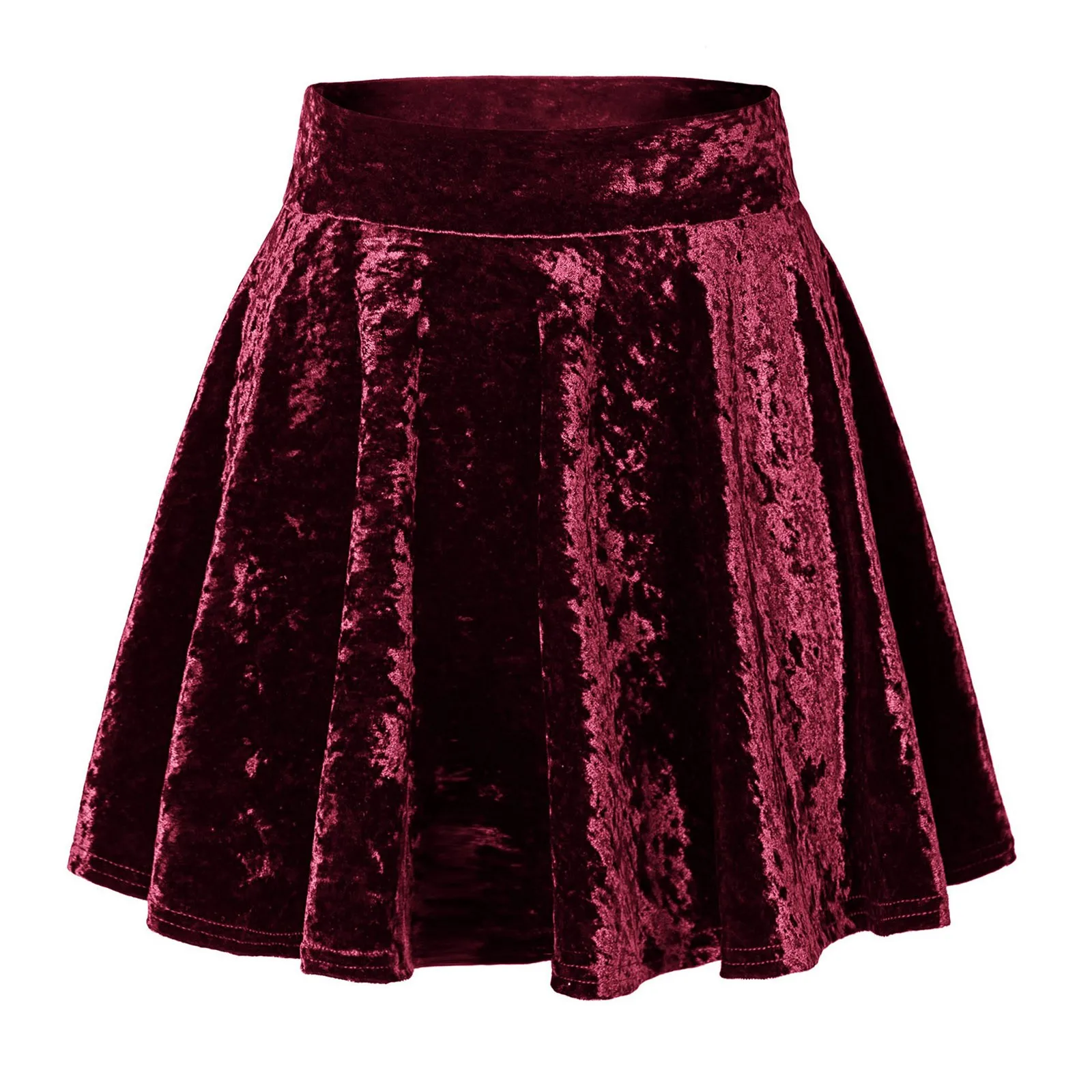 Dames Mode Hoge Taille Geplooide Effen Kleur Korte Rok Losse Pleuche Rok Dames & Meisjes Basisrok Rok Met Bretels