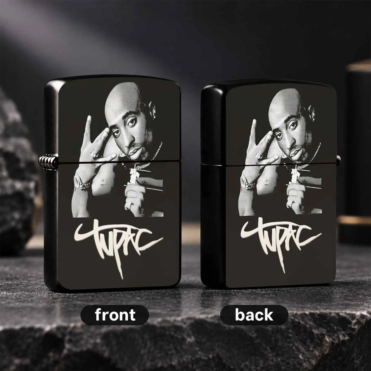Retro Tupac Themed Lighter, Hip Hop Legend Halftone Graphic Portable Igniter, Stylish Street Culture Collectible, Practical For Camping Candle Incense Use, Unique Memorial Gift For Hip Hop Fans Daily All-Scene Applicati A Humorous And Inter