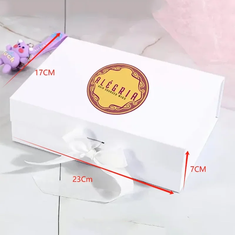 1 Pcs Free Custom Logo Wedding Gifts Paper Ribbon Box Package Birthday Party Favor Paper Cardboard Box Women Wig Box Scarf Box