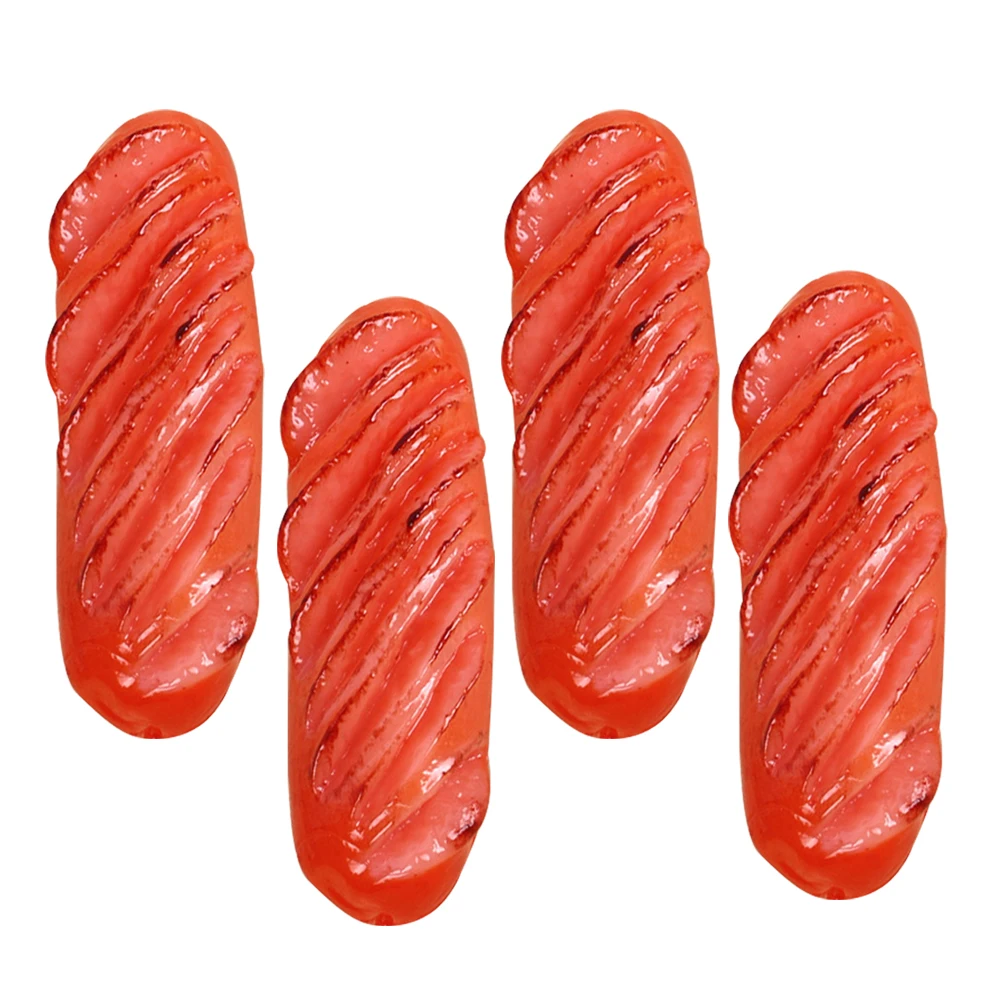 

4pcs Simulated Sausage Realistic Hot Food Props Artificial Decor Teaching Tool Montessori Inspired Educational Toy