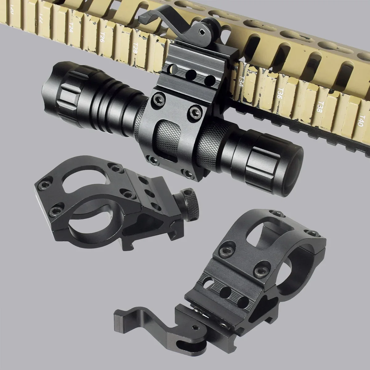 

Tactical 45 Degree Ring Flashlight Holder Scope Mount Fit 25.4mm Picatinny Weaver Rail Flashlight/Laser for Hunting Accessories