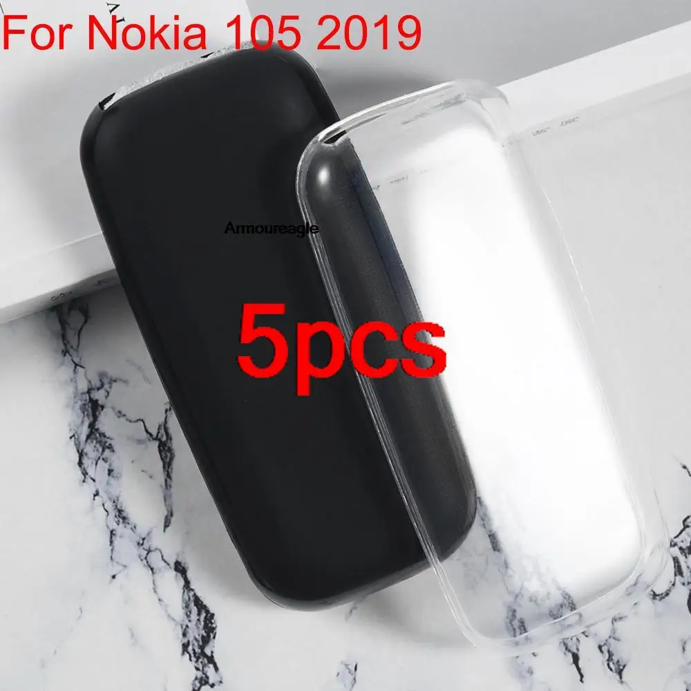 5PCS For Nokia 105 (2019) 1.77inch TA-1203, TA-1174, TA-1010, TA-1034 Silicone Guard Phone Protective Back Shell Soft TPU Case