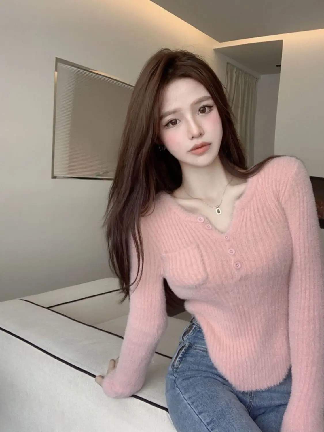 البلوزات لاعبا البلوفرات المرأة البلوز الدافئة الكشمير المرأة متماسكة الوهم قطعتين عيد الميلاد عطلة مهرجان المهنية #5