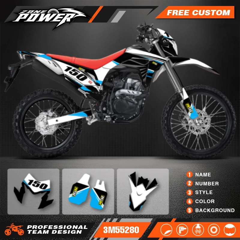 Powerzone Motorcycle Graphic Decal Stickers Kits For Honda CRF150L 2018 2019 2020 2021 Number Name Customize 004