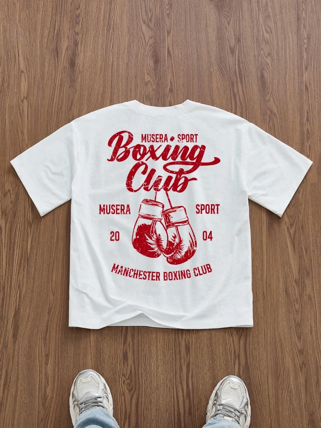 

Fashion Manfinity EMRG Fashion Street Boxing Slogan Casual Printed Oversized Short Sleeve T-Shirt for Men Harajuku Trend Street