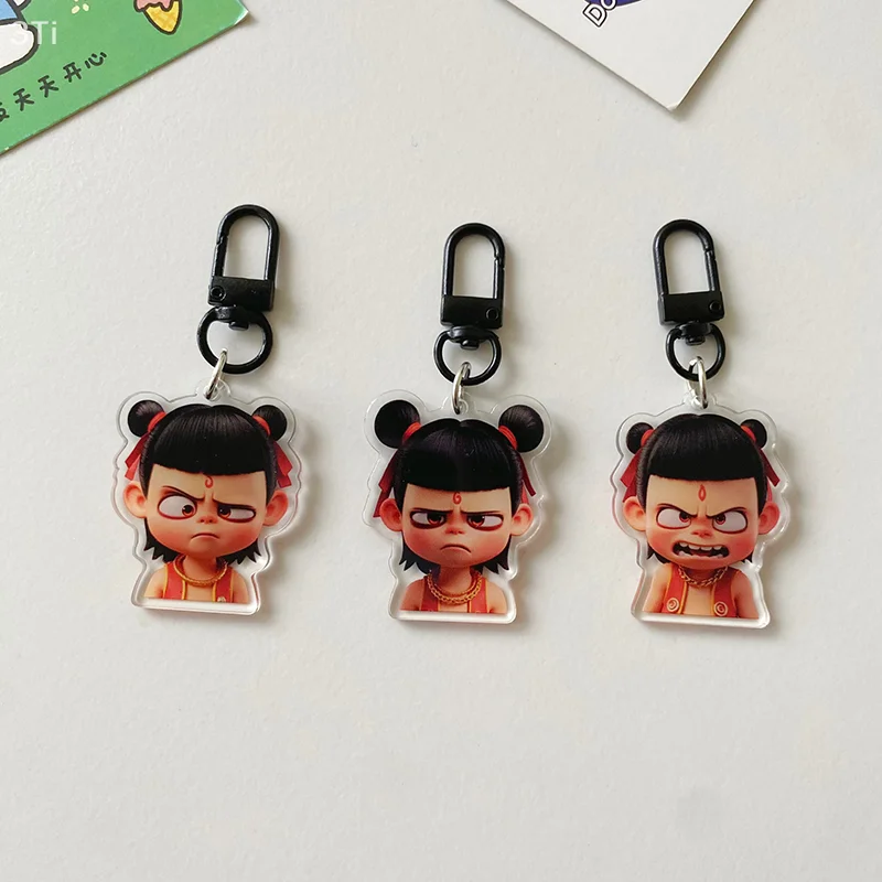 2D Nezha брелок с героями мультфильмов, аниме, акриловый брелок, прекрасная сумка, кулон, пара, держатель для ключей, украшение, сумка, аксессуары для ключей
