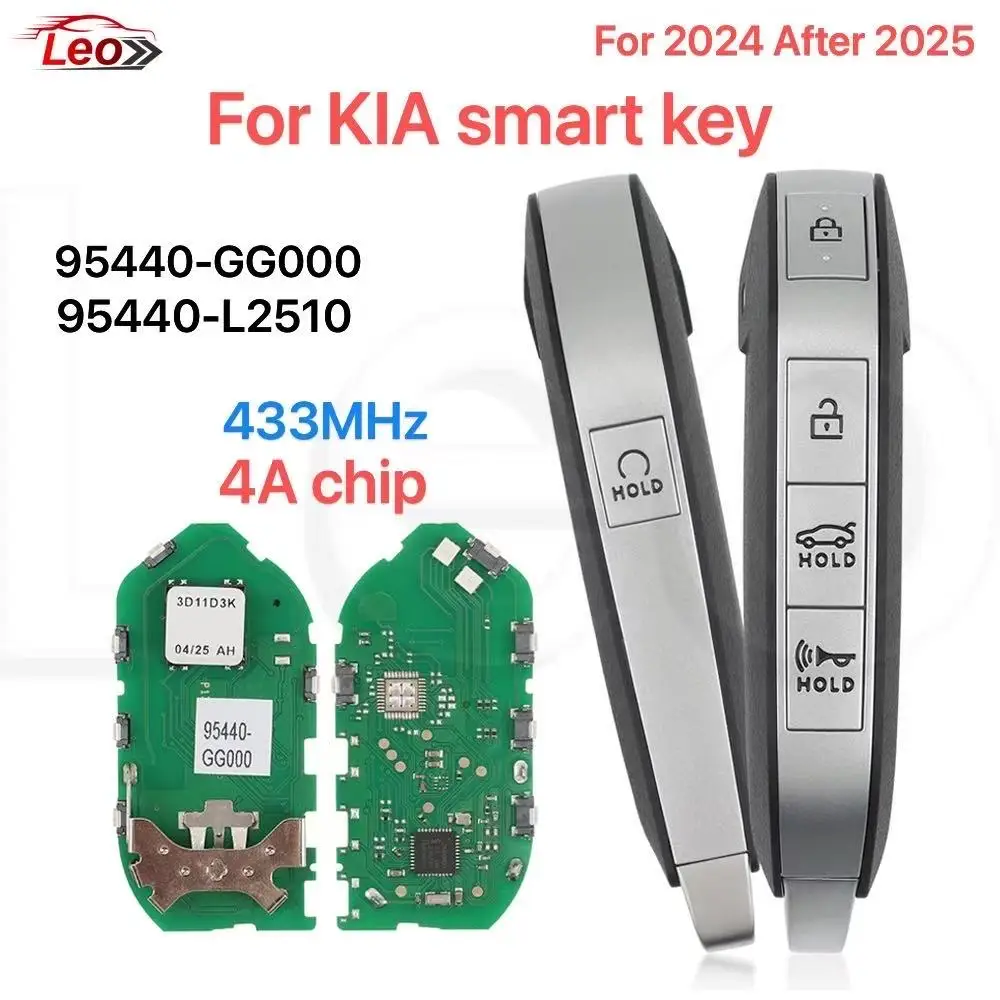 

Leo PN: 95440-GG000 95440-L2510 для KIA Carnival K4 K5 Sorento 2024, умный дистанционный ключ после 2025 года, 5 кнопок, 433 МГц, ID-4Achip