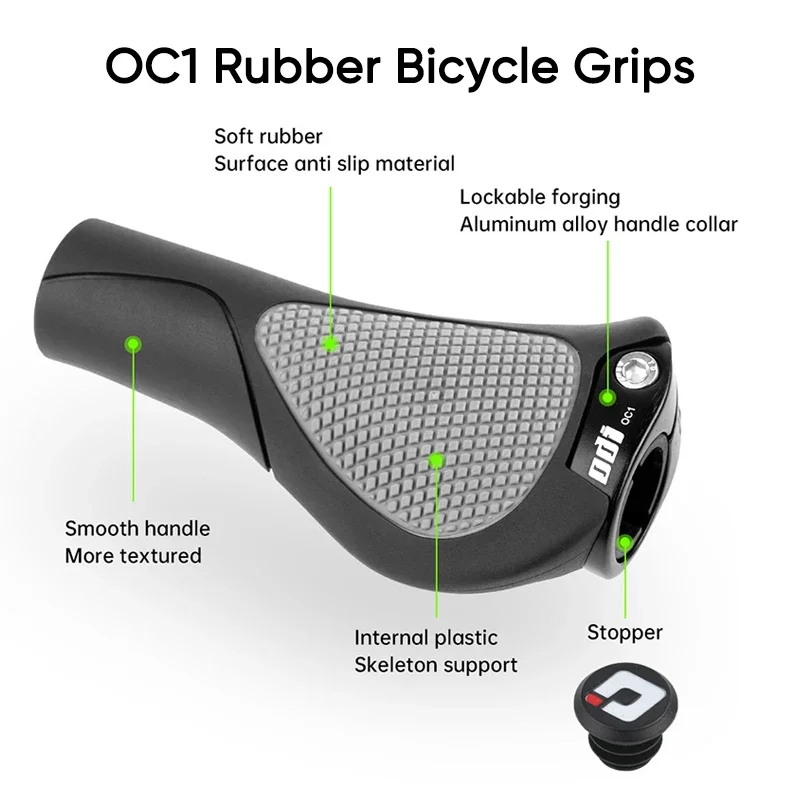 ODI OC1 Grips Ergonomic MTb Cuffs Anti-Slip Mountain Bike Handlebar Cover with Large Pad Bicycle Rubber Handles for MTB BMX Bike