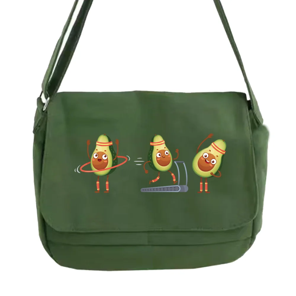 Messenger Bag Japanese Multi-function Messenger Bag Leisure Boys and Girls In Class Portable One-shoulder Avocado Pattern Bags