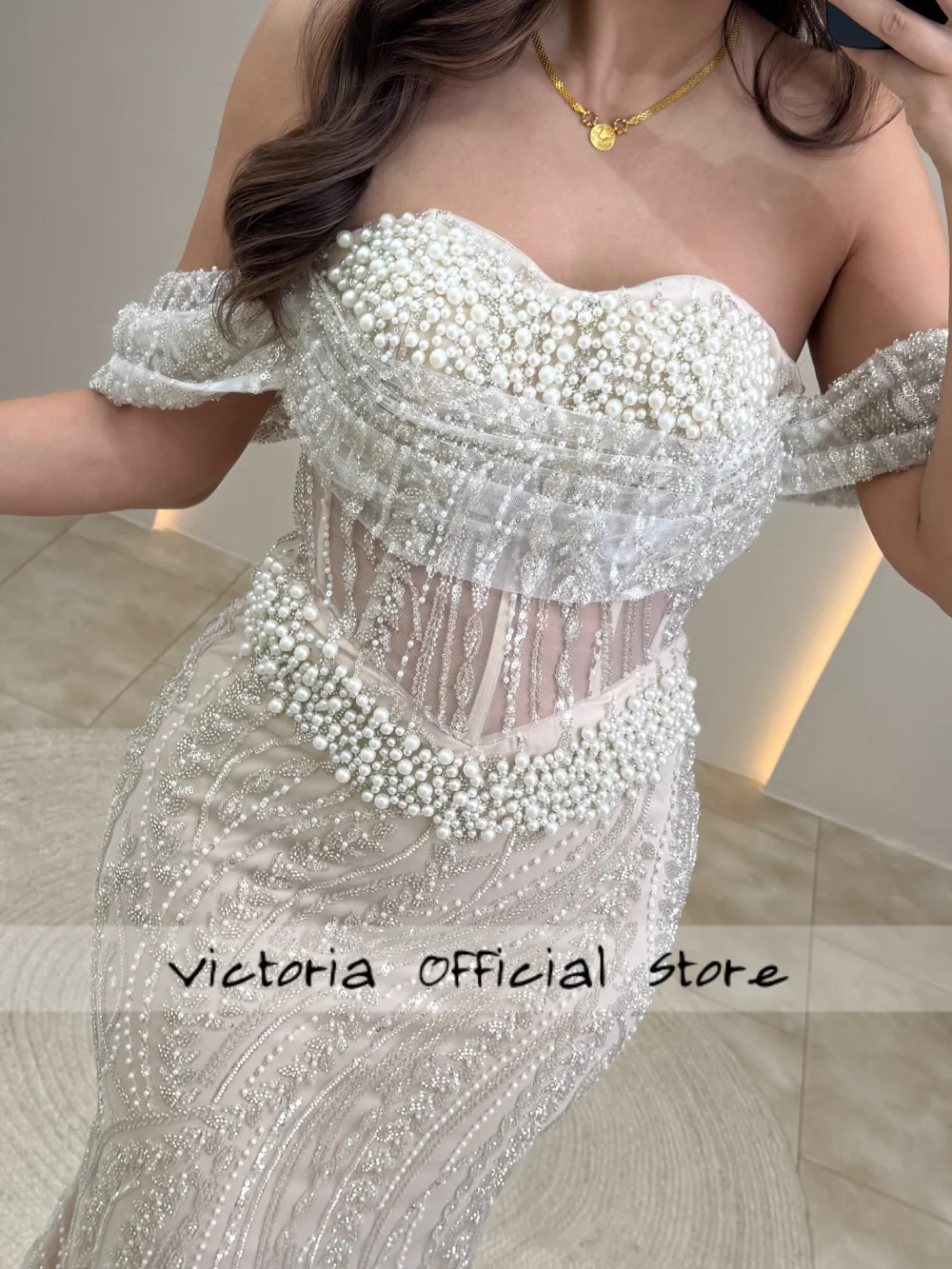 Robe De soirée perlée nue pour femmes, paillettes et perles, sans manches, sans bretelles, robes De concours De Gala personnalisées