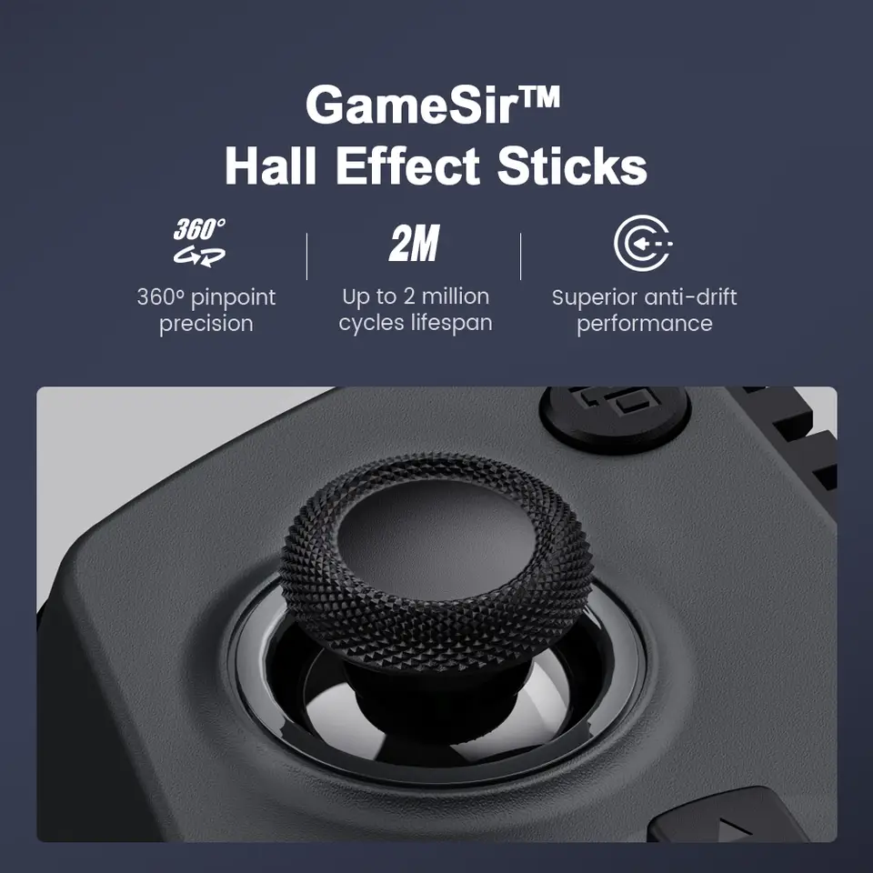 وحدة تحكم GameSir X5s اللاسلكية للألعاب مع اتصال Bluetooth 2.4GHZ وتصميم خفيف الوزن وتأثير Hall بدون انحراف وتخصيص التطبيق - 5
