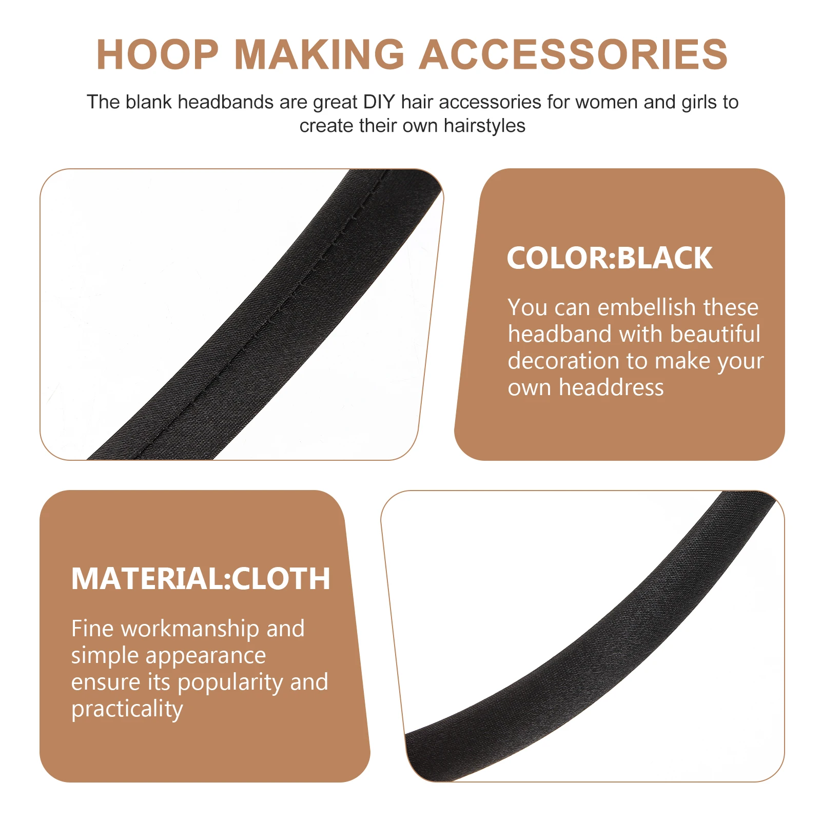 

12Pcs Simple Headbands for Crafts No Teeth Cloth Hair Hoops DIY Hair Fashion Accessories