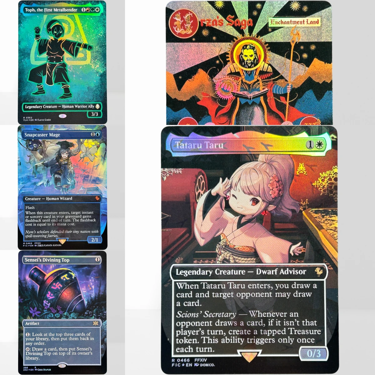 Tarjetas TCG FOIL19 para Proxy Mágico: Bloodthirsty Conqueror, Grim Tutor, Ocelot Pride, Sensei's Divining Top, Tataru, Taru