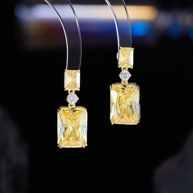 

Luxurious Geometric Diamond Design Earrings S925 Sterling Silver Needle Super Flash Zircon Inlay Earring Jewelry Women LYX503