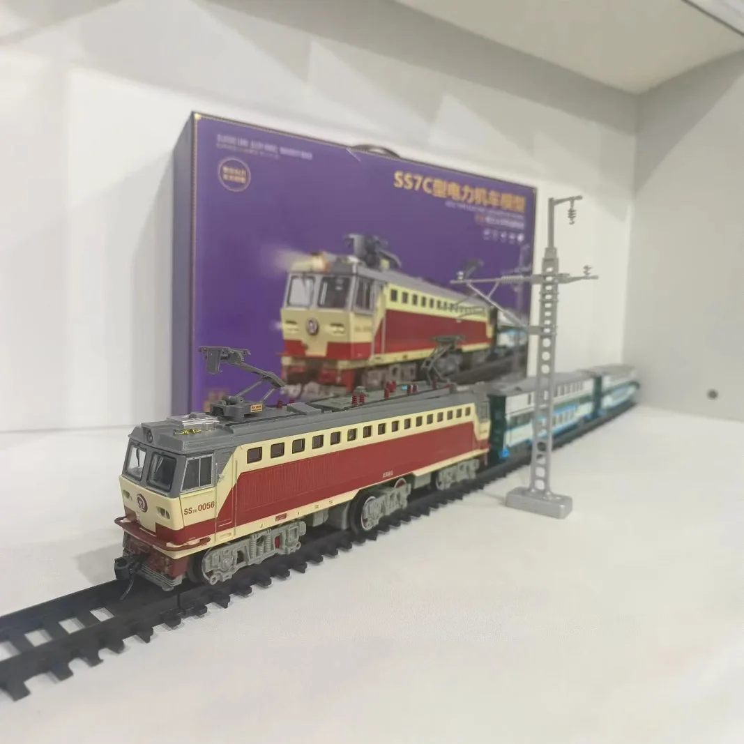 Juego de tren de juguete para niños, tren de montaje artesanal, modelo de coche de ferrocarril Retro, luz LED, coche de dos pisos, juguete eléctrico, regalo de Navidad