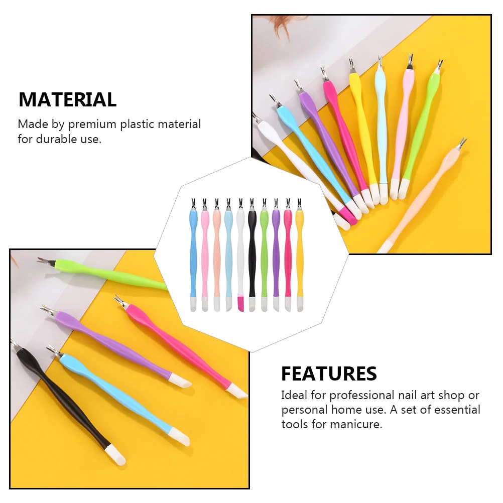 15 Pcs Trimmer Nail Embossing Pen Cuticle Peeler Scrapers Tool Kit Double Head Dead Skin Scissors Portable Remover