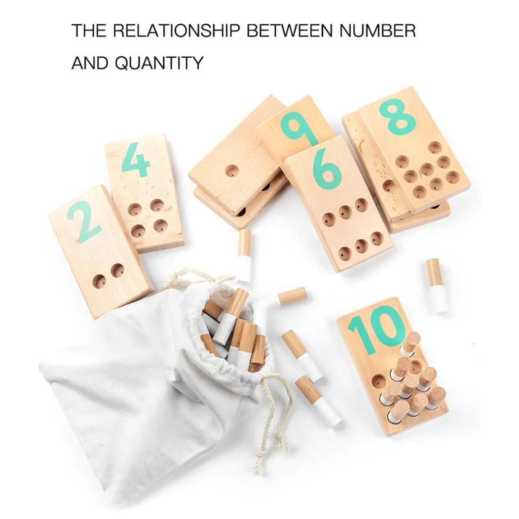 

Montessori Math Game Number Counting Toys Kids Wooden Pegs Board Insert Toy