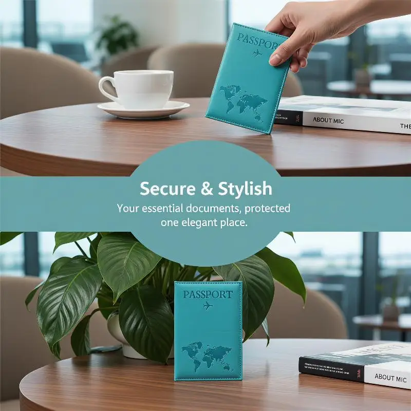 PU Leather Passport Holder Scratch Resistant Document Organizer for Men Women Birthday Travel Gift 1PC view 6