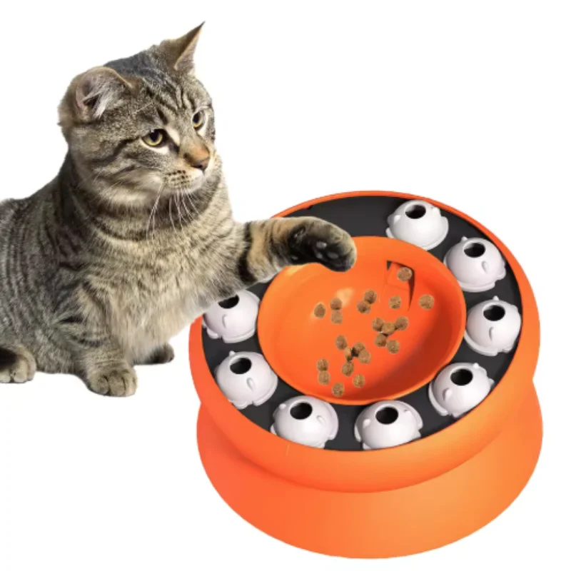 Cat Puzzle Toy Slow Feeder Bowl Fun Interactive Slows Down Pets Eating Protect Kitty Neck Multifunction Pet Feed Slanted Design