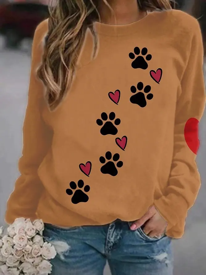 2024 europeo y americano Otoño e Invierno nueva garra de perro amor 3D impreso Sudadera con capucha cuello redondo Camiseta de manga larga ropa de