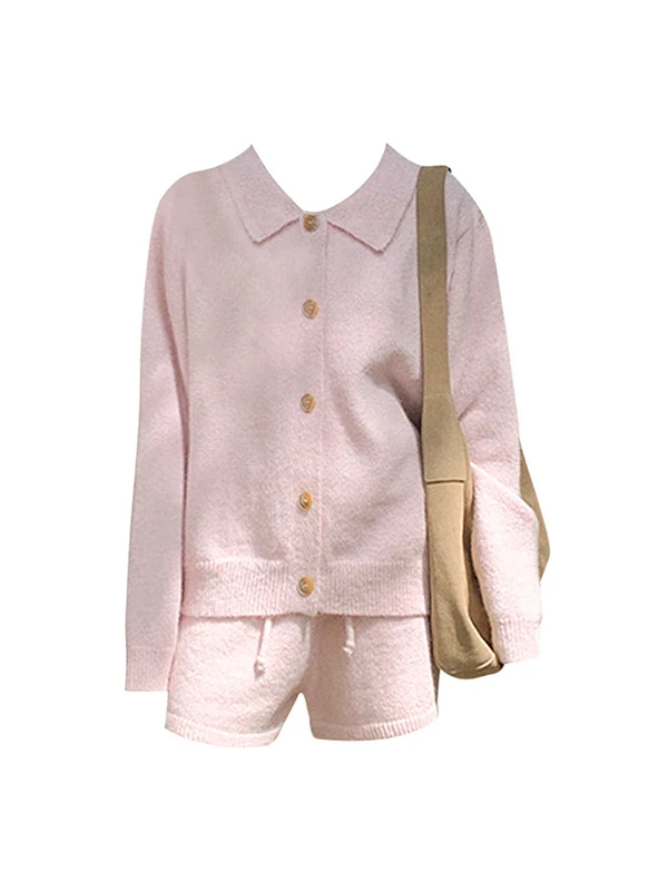 

Pink Neck Knitted Sweater Coat Women's Loose Casual Outerwear Korean Style Long Sleeve High Collar Cardigan for Autumn W...