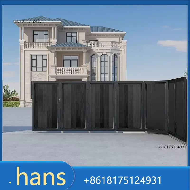 2026 Factory Direct Sales EXW Intelligent Electric Aluminum Art Sliding Turning Door For Courtyard Outdoor Villa Wall Garage