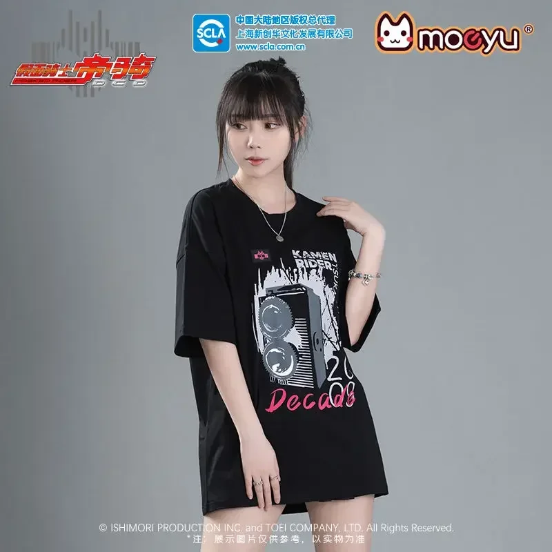 Genuine Kamen Rider Printed Solid Color T-shirt Decade Anime Peripheral Top Black Short Sleeve
