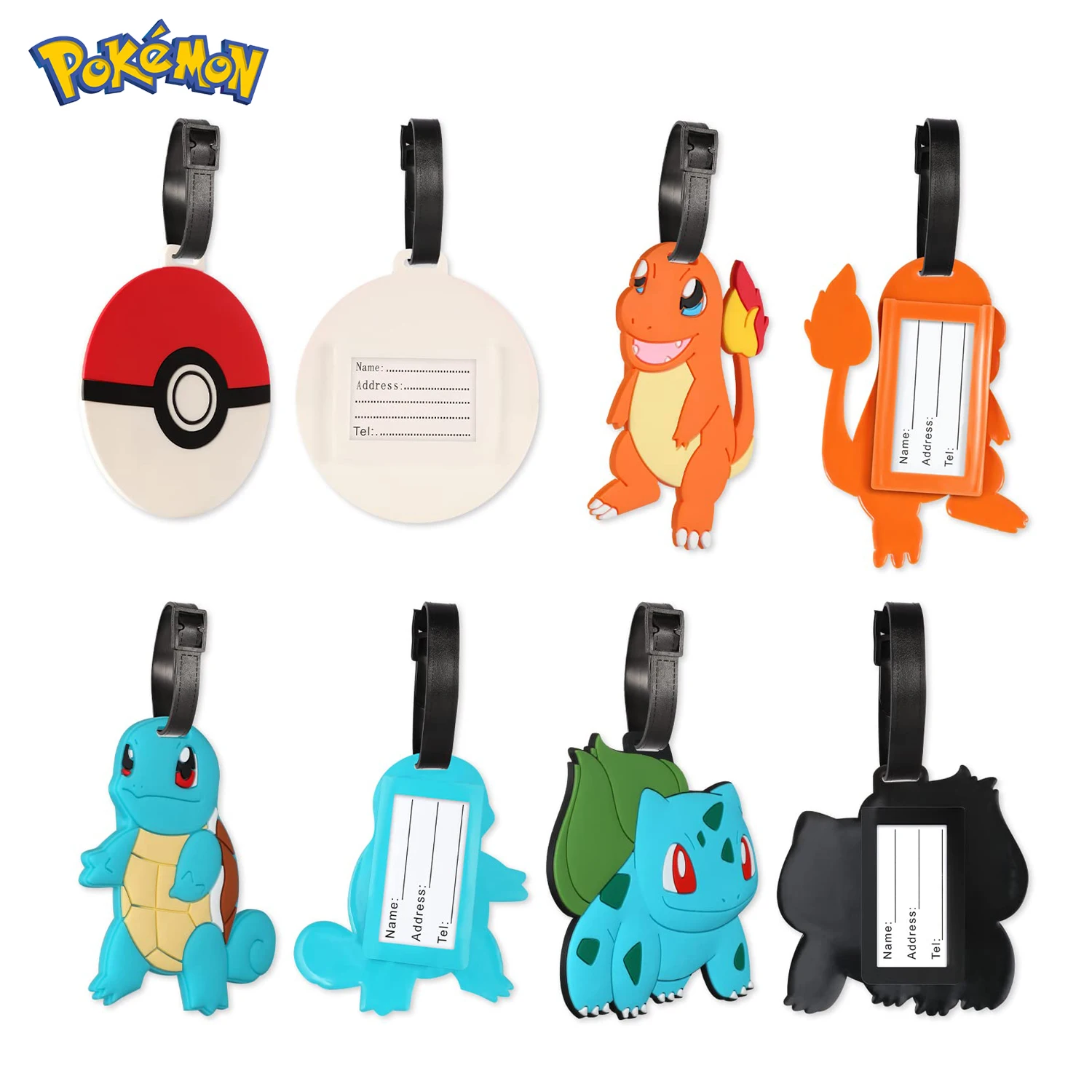 Anime Pokemon Pikachu Luggage Tag Suitcase Bag Baggage Travel Tag Kawaii Cartoon Figure Charmander Silicone Name Luggage ID Tags