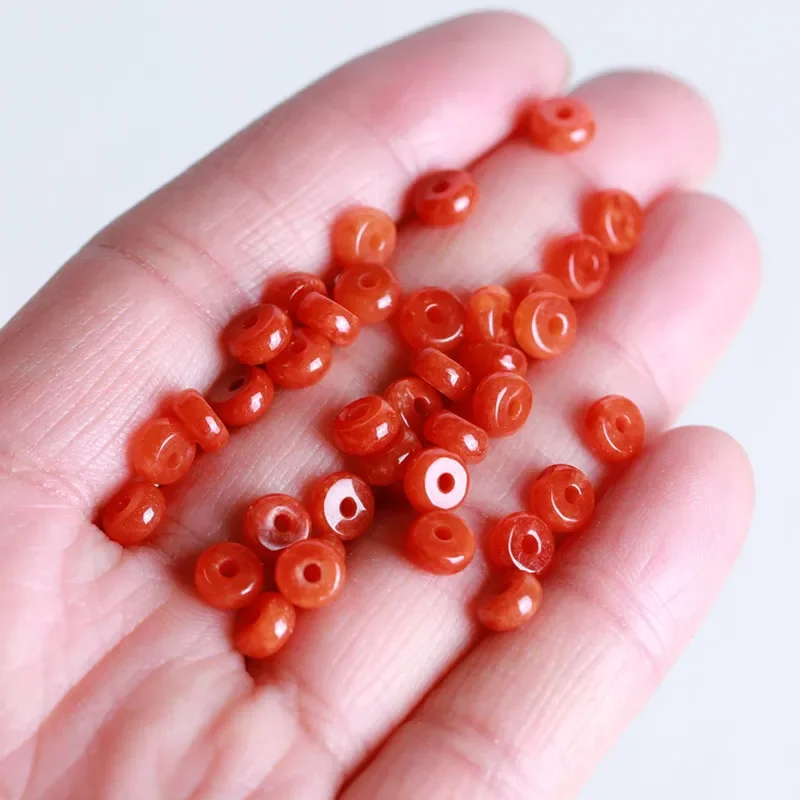 

10PC Red Jade Emerald 5mm Beads Accessories DIY Bangle Earrings Jewellery Fashion Natural Hand-Carved Luck Amulet