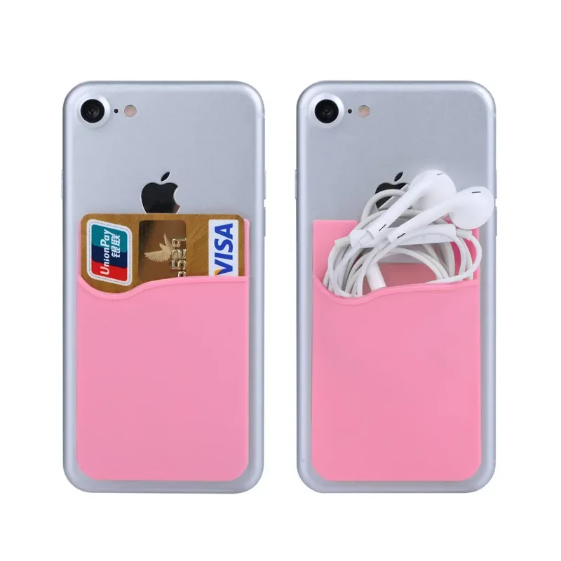 Double Pocket Elastic Stretch Silicone Cell Phone ID Credit Card Holder Sticker Universal Wallet Case Card Holder