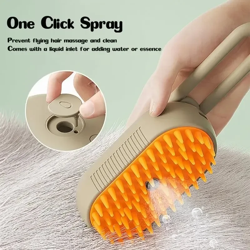 Cat Steam Brush for Shedding 3 in 1 Pet Spa Brush Dogs Cats Spritz Defur Comb Steamy Pet Brushes Hair Removal Grooming Supplies