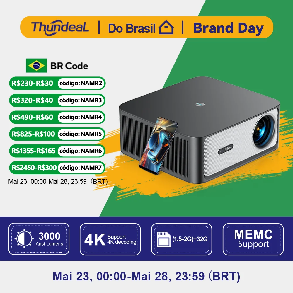 ThundeaL 3000Ansi 4K Projetor Full HD TD98Pro 2G 32G Home Theater WiFi Android Portátil Samrt TV Cinema TD98 Pro Beam Projetor p