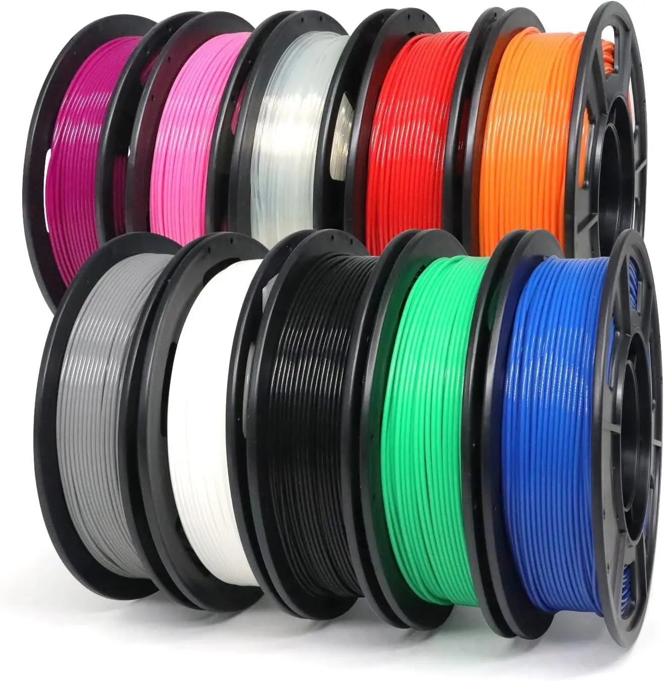 

PLA Plus Filament 1.75mm Bundle, 10 Pack 2.5KG Sample for 3D Printing, High Accuracy +/-0.02mm