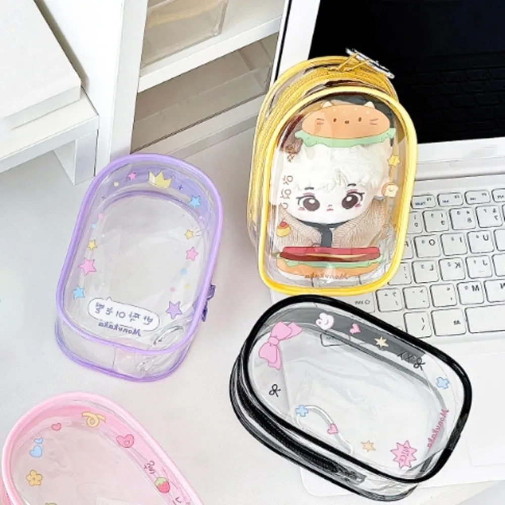 

Kawaii Cartoon Design 10cm Transparent Doll Bag Clear Zipper Doll Storage Bag PVC Display Outdoor Doll Display Bag Outdoor
