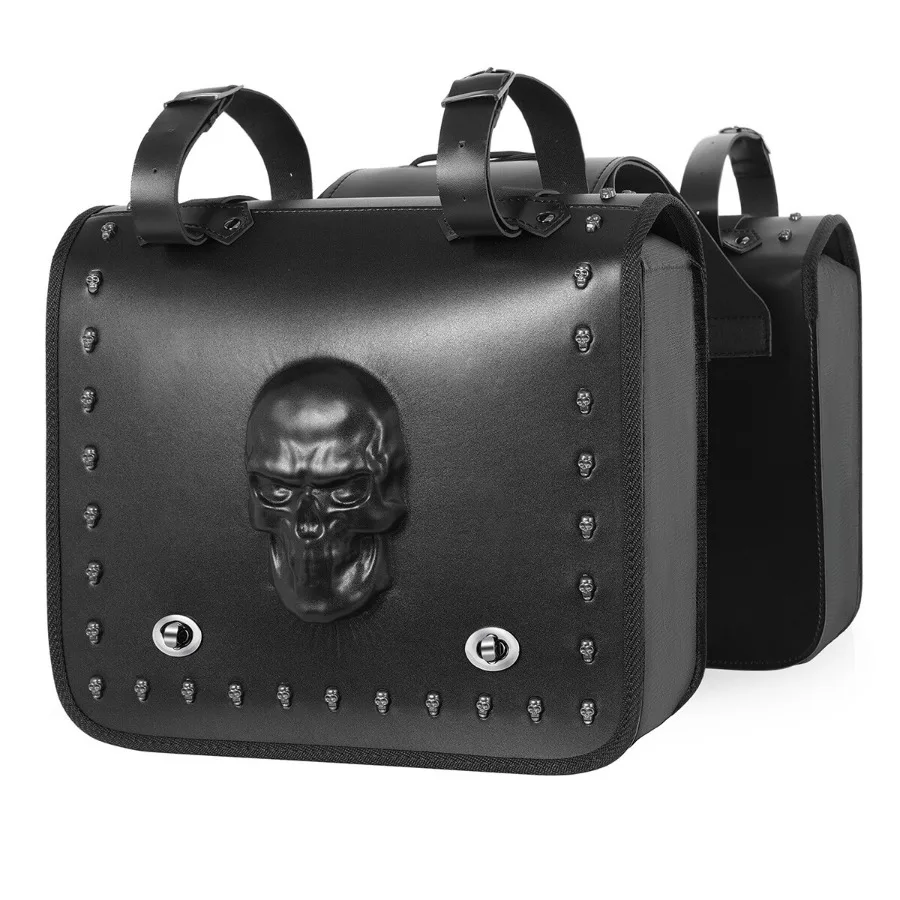 

Motorcycle 20L Saddle Bag Tool Side Bag Expandable Skull Saddle bag Storage Luggage Expandable Fits For Harley Sportster