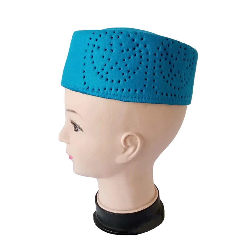 Gorras musulmanas para hombres, productos de ropa, Envío Gratis de Turquía, malla de oración, sombrero judío, Kippa, Kufi islámico, malla azul, 03130