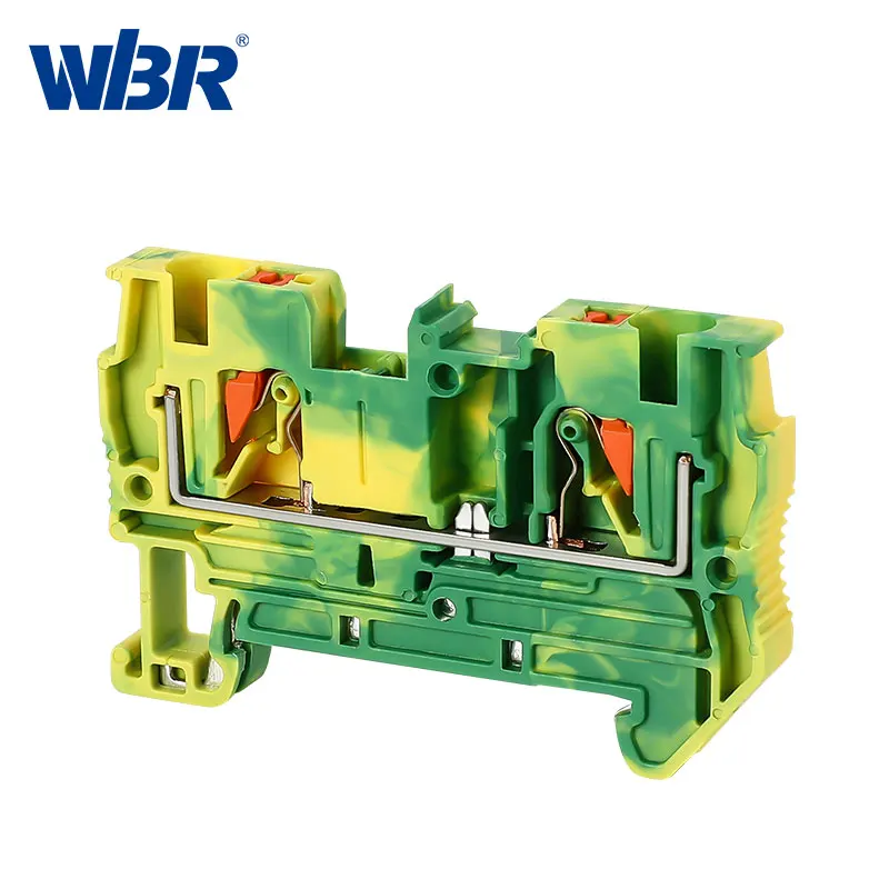 10Pcs PT4-PE  Push-in Din Rail Ground Terminal Block Wire Electrical Connector Terminal  PT4-PE s