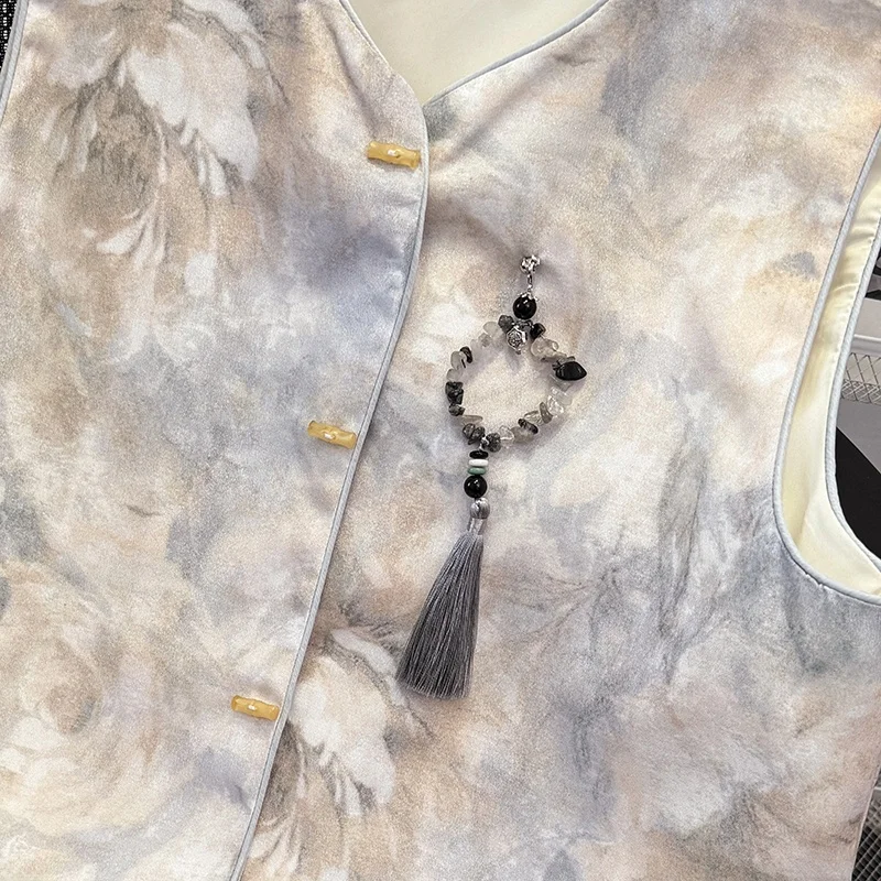 Ele Chinese Sle Bloemenprint Damesvest Veelzijdige Zomer High-End Faionable Commuter Sle Katoenmix Jaet