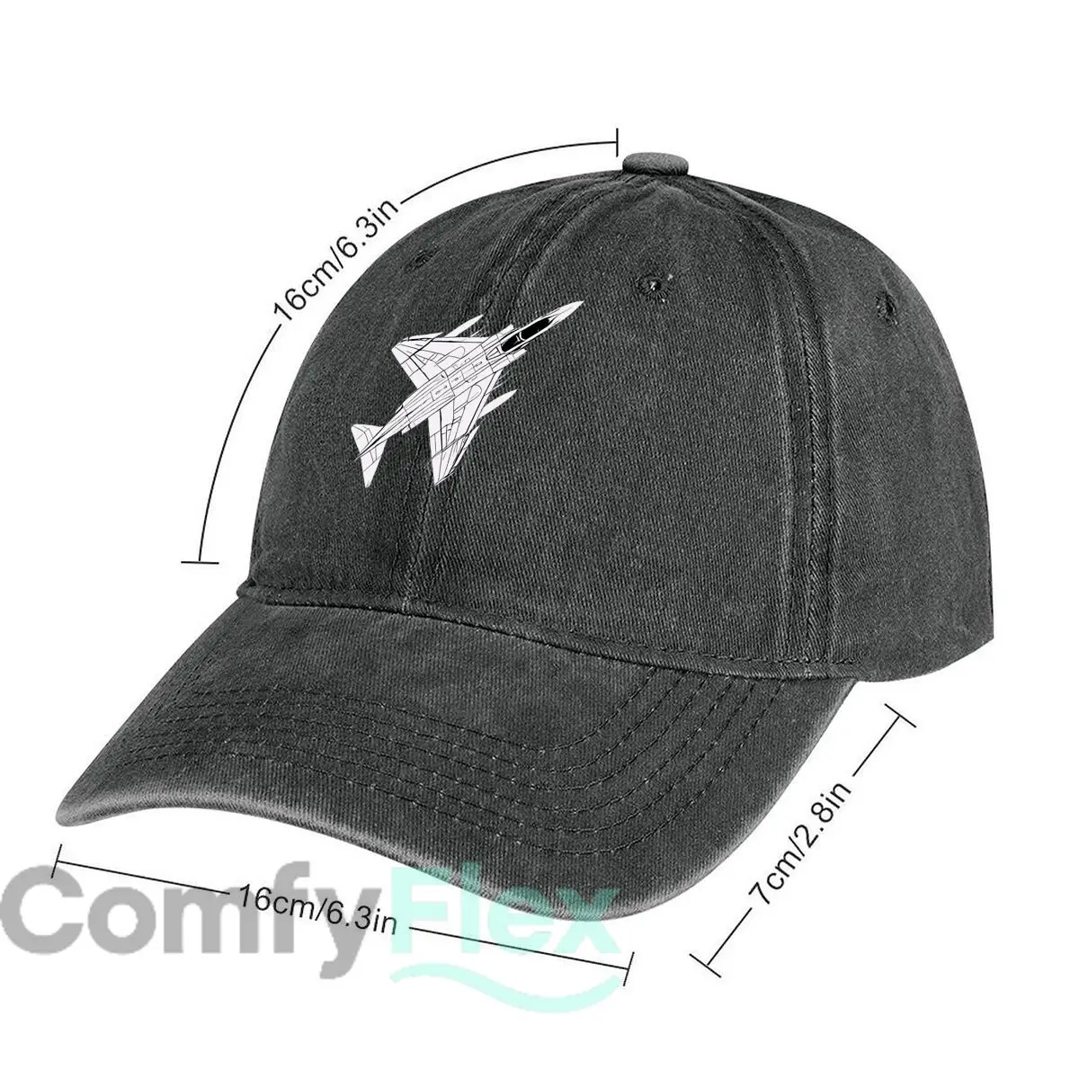 Fighter Jet Illustration Unisex Adjustable Adult Washed Baseball Cap Casual Hat