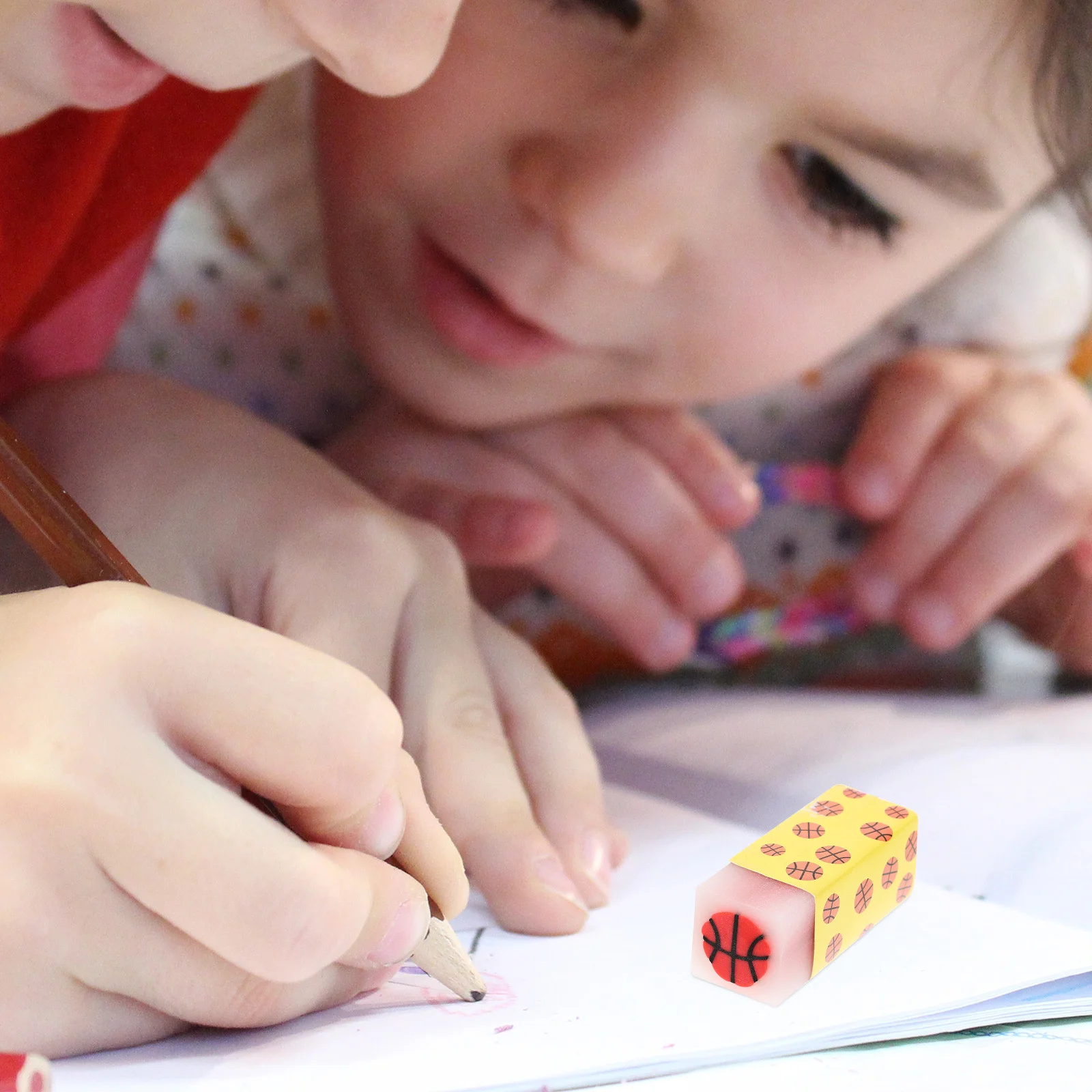 

12pcs Ball For Kids Cute Pencil Cartoon Shaped Small Erasers Bulk School Supplies Pvc Erasers Students Studying Toddlers Lovely